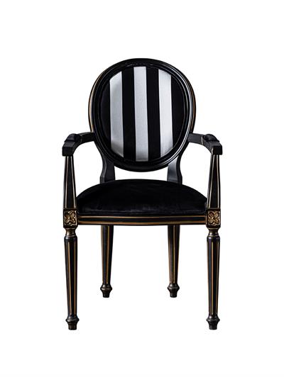 Racine Doğal Ahşap Kayın Siyah Renk Kolçaklı Sandalye Detaylı İşçilik Modern Şık Tasarım