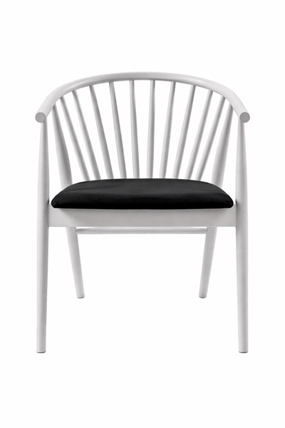 Rizoma Natural Ahşap Beyaz Renk Kayın Sandalye Siyah Döşemeli Detaylı İşçilik Modern Şık Tasarım