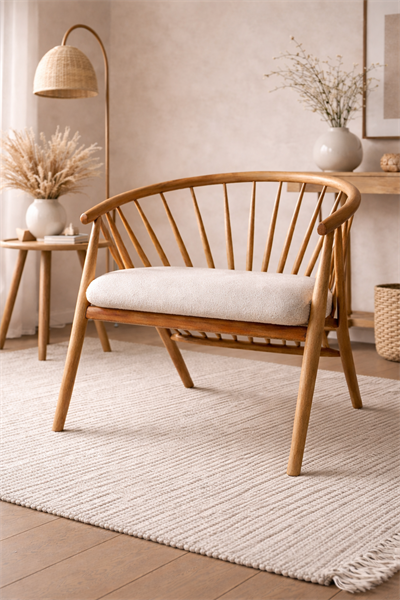 Rizoma Natural Ahşap Kayın Sandalye Detaylı İşçilik Modern Şık Tasarım