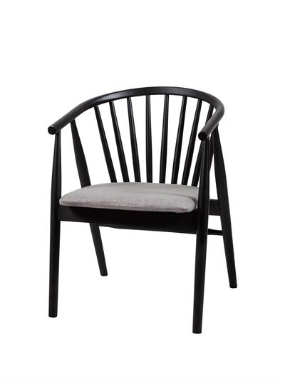 Rizoma Natural Ahşap Siyah Renk Kayın Sandalye Gri Döşemeli Detaylı İşçilik Modern Şık Tasarım