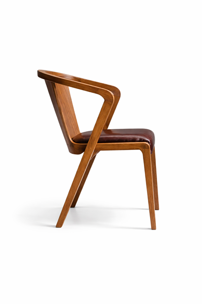 Rosso Doğal Ahşap Döşemeli Ceviz Kollu Sandalye El İşçiliği Modern İskandinav Tasarım