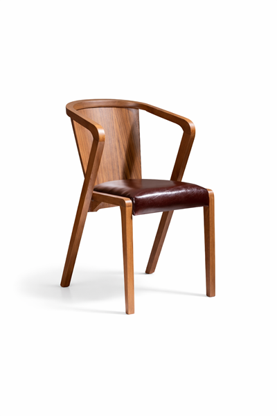 Rosso Doğal Ahşap Döşemeli Ceviz Kollu Sandalye El İşçiliği Modern İskandinav Tasarım