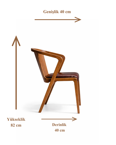 Rosso Doğal Ahşap Döşemeli Ceviz Kollu Sandalye El İşçiliği Modern İskandinav Tasarım