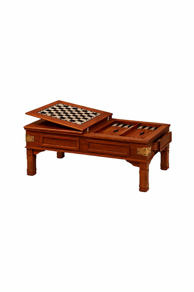 Rustik Tavla Sehpa | 118×68 cm | 47 cm | Ahşap Tavla ve Satranç Orta Sehpa