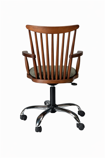Secreto Doğal Ahşap Ceviz Renk Kolçaklı Döner Çalışma Sandalyesi 55x60x86 Cm - Modern & Şık Tasarım
