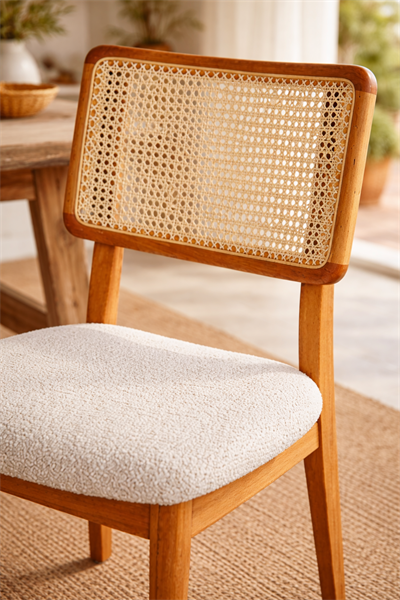 Sedef Natural Ahşap Hazeranlı Kayın Sandalye Detaylı İşçilik Modern Şık Tasarım