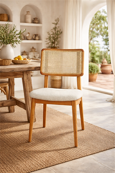 Sedef Natural Ahşap Hazeranlı Kayın Sandalye Detaylı İşçilik Modern Şık Tasarım