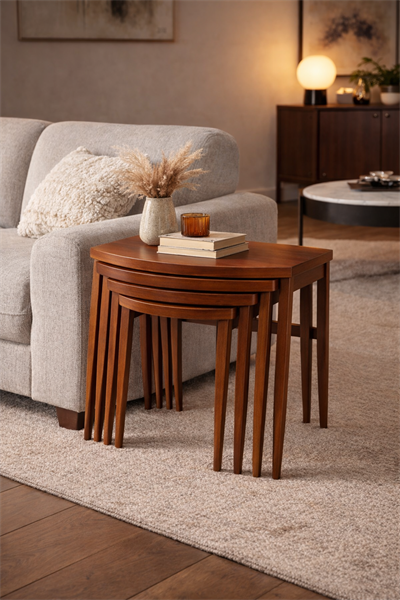 Siena Arcus Kayın Ayaklı Ahşap Zigon Sehpa Seti