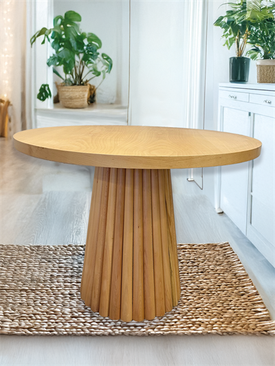 Stella Naturel Renk Ahşap Yuvarlak Masa Takımı 100x100 Cm - 4 Naturel Sandalyeli Bohem & İskandinav Şık Tasarım