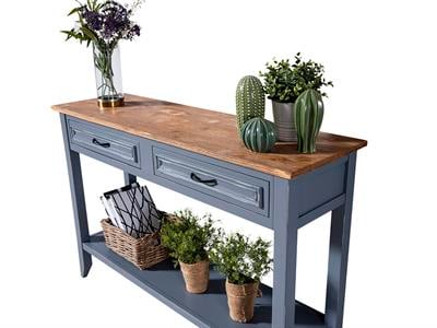 Syrga Doğal Ahşap Koyu Gri Renk Masif Eskitme Dresuar 100x36 Cm - Modern & Şık Tasarım