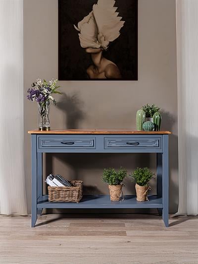 Syrga Doğal Ahşap Koyu Gri Renk Masif Eskitme Dresuar 100x36 Cm - Modern & Şık Tasarım