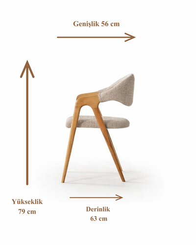 Tilia Doğal Ahşap Döşemeli Naturel Kolçaklı Sandalye El İşçiliği Bohem İskandinav Tasarım
