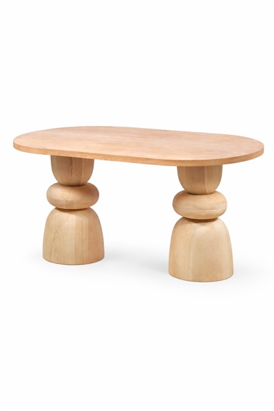 Torella Doğal Masif Ahşap Oval Yemek Masası – Heykelsi Ayak Modern Tasarım | Alberohome