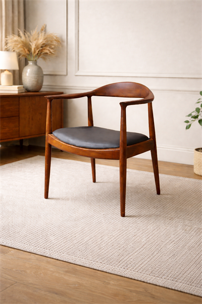 Tulio Doğal Ahşap Döşemeli Ceviz Kolçaklı Sandalye El İşçiliği Bohem İskandinav Tasarım