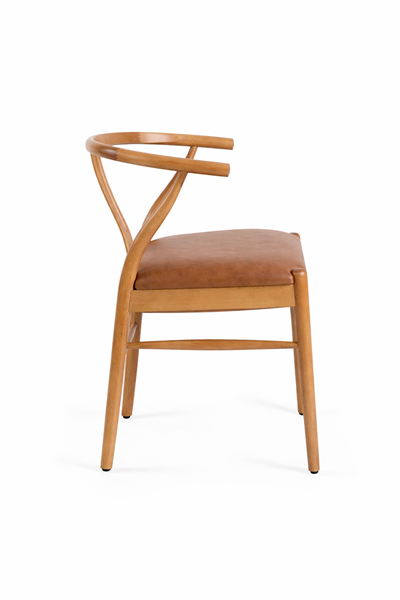 Tulip Doğal Ahşap Döşemeli Naturel Kollu Sandalye El İşçiliği Modern İskandinav Tasarım