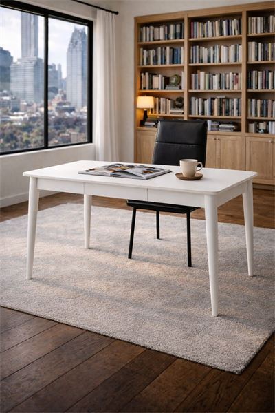 Velmora Retro Zarif Ahşap Çalışma Masası – Konik Ayak Tasarım