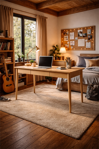 Velmora Retro Zarif Ahşap Çalışma Masası – Konik Ayak Tasarım