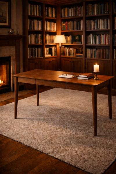 Velmora Retro Zarif Ahşap Çalışma Masası – Konik Ayak Tasarım