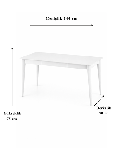 Velmora Retro Zarif Ahşap Çalışma Masası – Konik Ayak Tasarım