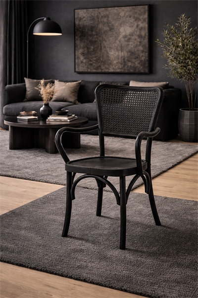 Velora Hasırlı Kayın Ağacı Kollu Tonet Sandalye – El İşçiliği Modern & Bohem Tasarım | Alberohome