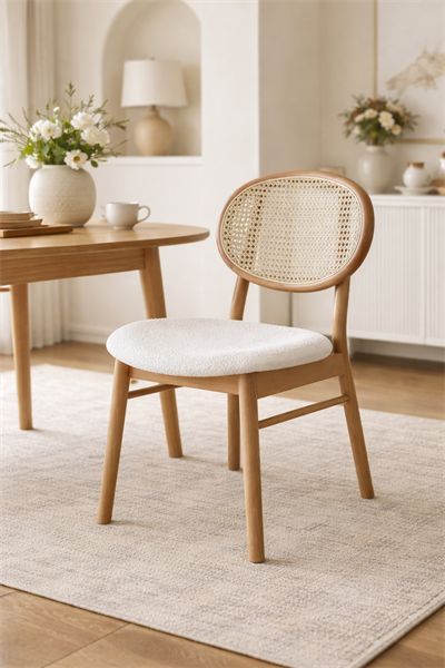 Violet Natural Ahşap Hazeranlı Kayın Sandalye Detaylı İşçilik Modern Şık Tasarım 