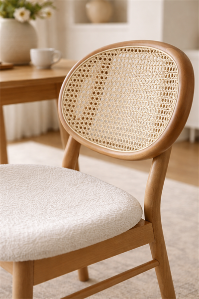 Violet Natural Ahşap Hazeranlı Kayın Sandalye Detaylı İşçilik Modern Şık Tasarım (4 Adet)