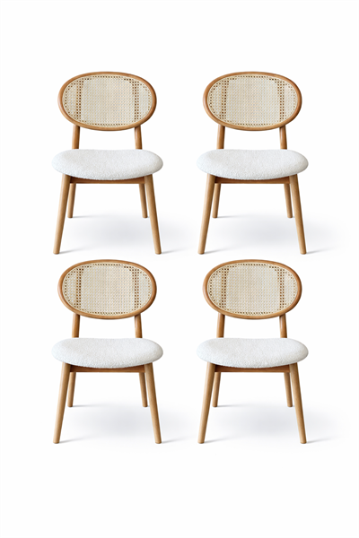 Violet Natural Ahşap Hazeranlı Kayın Sandalye Detaylı İşçilik Modern Şık Tasarım (4 Adet)