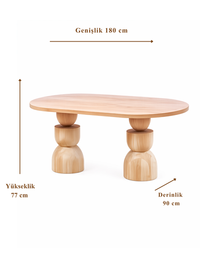 Vionra Oval Ahşap Yemek Masası