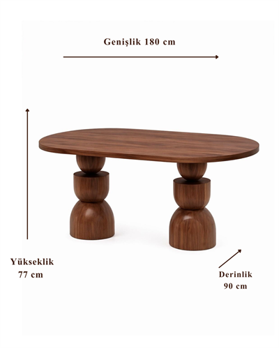 Vionra Oval Ahşap Yemek Masası