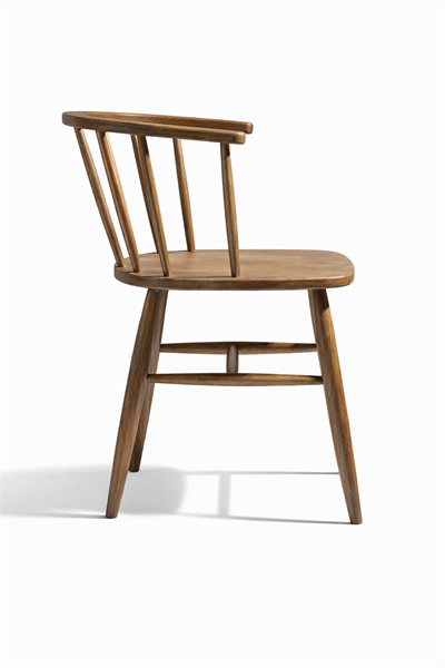 Virel Doğal Ahşap Kayın Kolçaklı Sandalye Kavisli Sırt Tasarım Modern İskandinav Stil | Alberohome