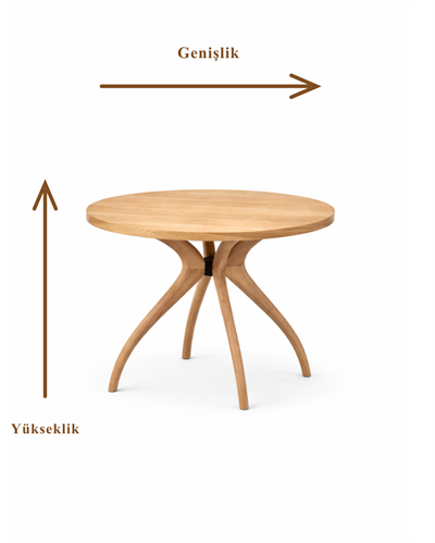 Virella Doğal Ahşap Yuvarlak Masa Takımı 4 Kişilik Hazeranlı Sandalyeli İskandinav Tasarım | Alberohome