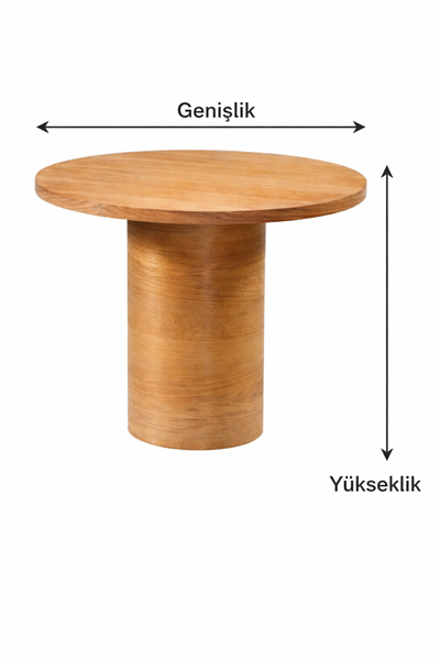 Virella Doğal Ahşap Yuvarlak Yemek Masası Silindir Ayak Modern Tasarım | Alberohome