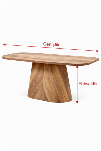 Virezza Doğal Ahşap Yemek Masası Takımı 4 Kişilik Silindir Ayak Modern Tasarım | Alberohome