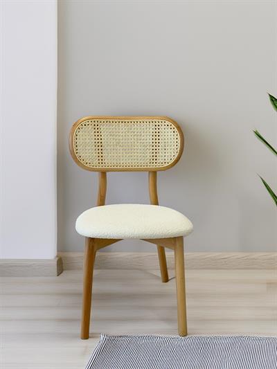 Viyana Beyaz Tabla Naturel Renk Ayaklı Yuvarlak Masa Takımı 100x100 Cm - 4 Adet Doğal Hazeranlı Sandalye Bohem & İskandinav Şık Tasarım