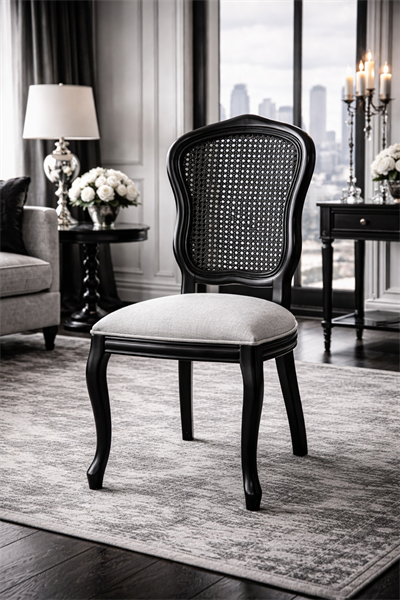 Volda Doğal Ahşap Kayın Siyah Renk Hazeranlı Sandalye Detaylı İşçilik Modern Şık Tasarım