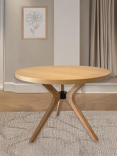 Silva Ahşap Naturel Renk Yuvarlak Masa Takımı 100x100 Cm - 4 Sandalyeli Bohem & İskandinav Şık Tasarım