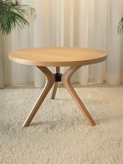 Linda Ahşap Naturel Renk Yuvarlak Masa Takımı 100x100 Cm - 4 Sandalyeli Bohem & İskandinav Şık Tasarım