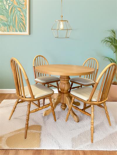 Yade Naturel Yuvarlak Masa Takımı 90x90 Cm - 4 Naturel Sandalyeli İskandinav Şık Tasarım