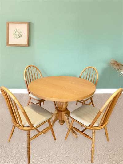 Yade Naturel Yuvarlak Masa Takımı 90x90 Cm - 4 Naturel Sandalyeli İskandinav Şık Tasarım