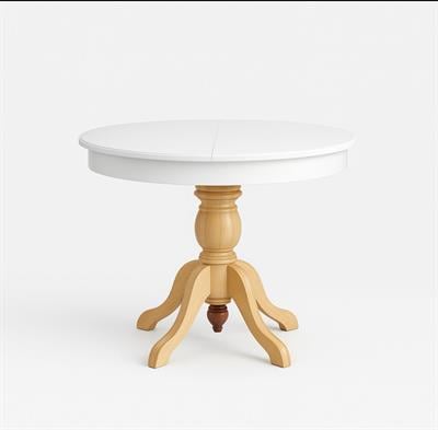 Yuvarlak Açılır Beyaz Tabla Naturel Ayak Ahşap Masa 100x100 - Bohem & İskandinav Tarz