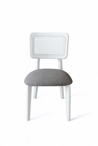 Beyaz Yuvarlak Açılır Masa Takımı 110x110 Cm – Beyaz Hasır Sırtlı İskandinav Tarzı Modern Tasarım - 4 Sandalyeli