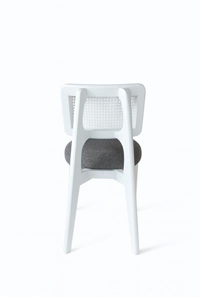 Beyaz Yuvarlak Açılır Masa Takımı 110x110 Cm – Beyaz Hasır Sırtlı İskandinav Tarzı Modern Tasarım - 4 Sandalyeli