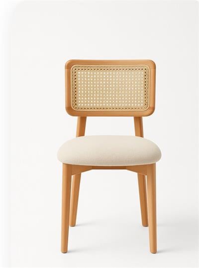 Beyaz Yuvarlak Açılır Masa Takımı 110x110 cm – 4 Sandalyeli Naturel Hazeran Sırtlı İskandinav Tarzı Modern Tasarım