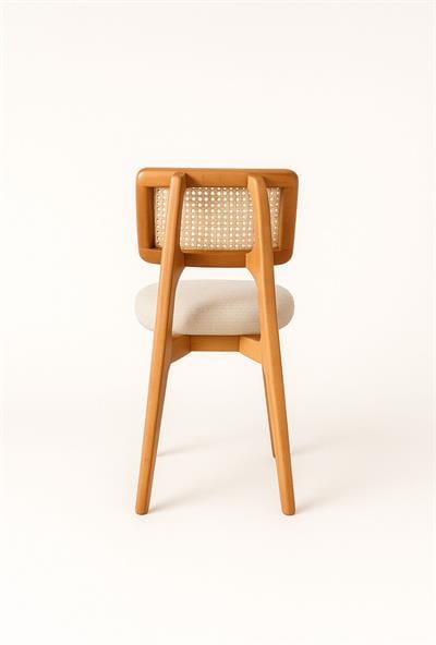 Beyaz Yuvarlak Açılır Masa Takımı 110x110 cm – 4 Sandalyeli Naturel Hazeran Sırtlı İskandinav Tarzı Modern Tasarım