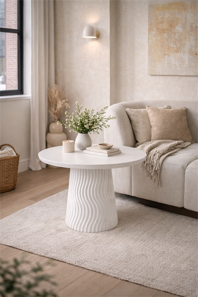 Yuvarlak Ahşap Orta Sehpa – Tek Ayaklı Modern Tasarım