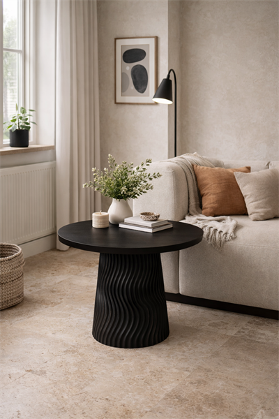 Yuvarlak Ahşap Orta Sehpa – Tek Ayaklı Modern Tasarım