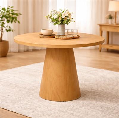 Yuvarlak Masa Takımı 100×100 | Kayın Kaplama Masa + Hasırlı Sandalyeler (4 Sandalye 1 Masa)