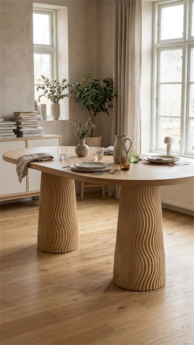 Zikzak Oval Ahşap Yemek Masası – Alberohome