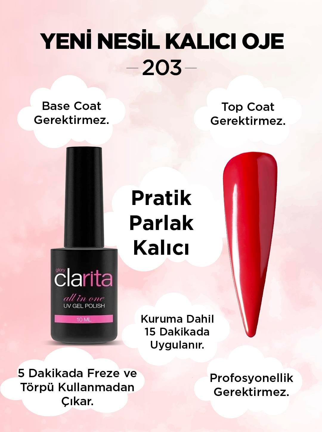 All in One Yeni Nesil Kalıcı Oje Uv Gel Polish 203