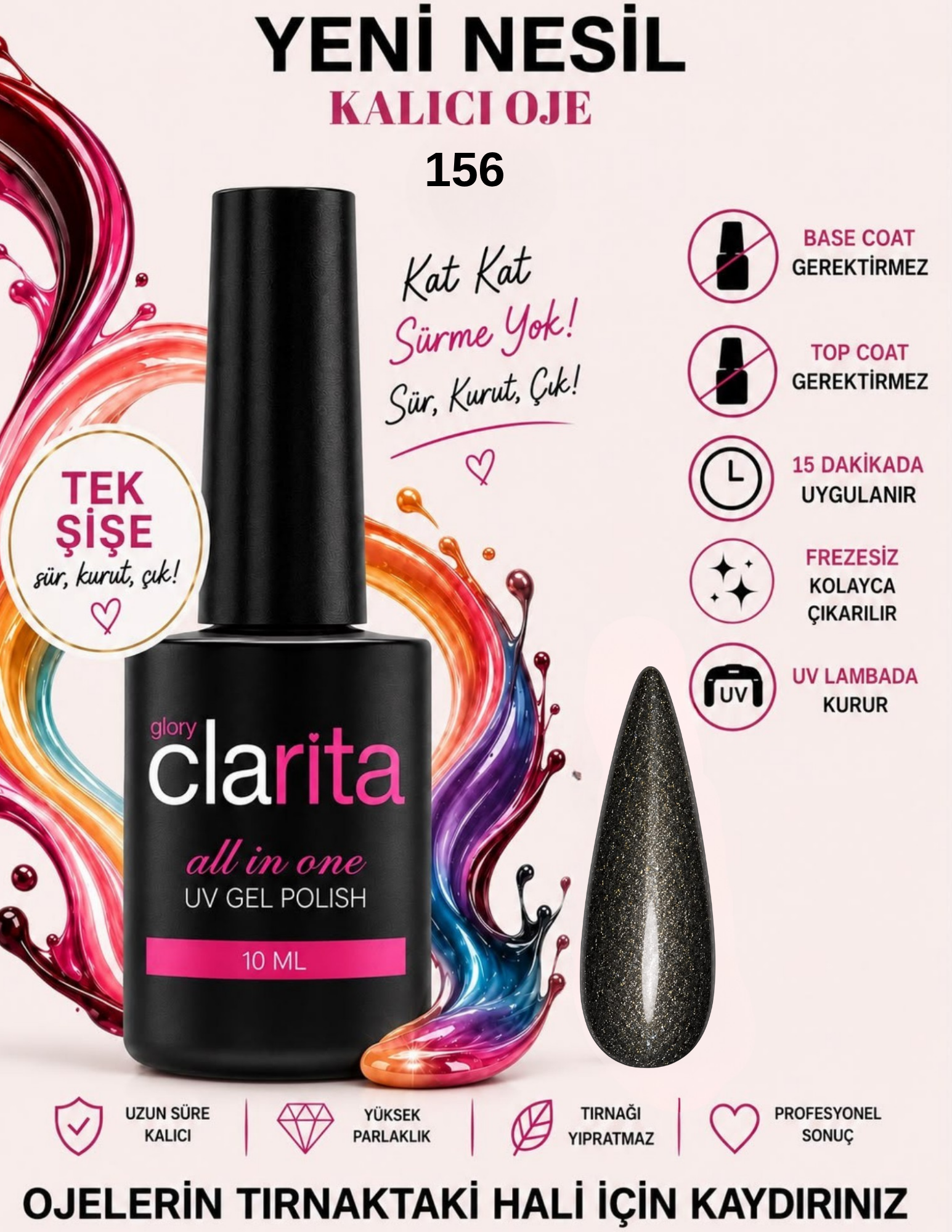 All in One Yeni Nesil Kalıcı Oje Uv Gel Polish 156